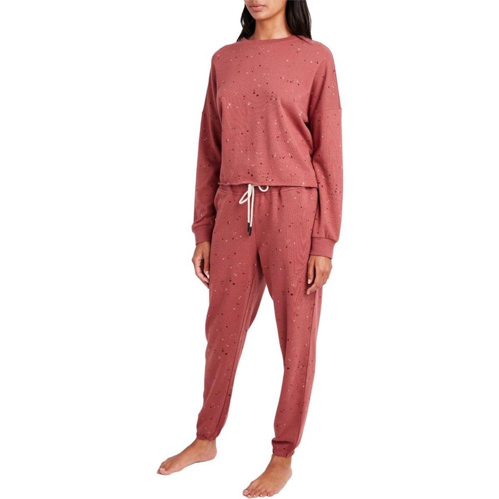 Sage Collective Cozy Raw Hem Cropped Lightweight Sweatshirt In Fauna Size XL NWT - Picture 3 of 9